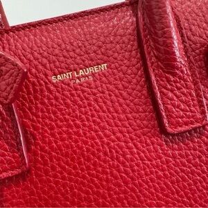 Saint Laurent Cherry Red Textured Tote